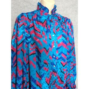 Vtg Schrader Sport Midi Dress Size 8P Abstract Print Silky Easy Chic Timeless